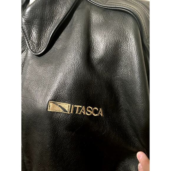 Game Sportswear Bomber Jacket Mens Medium Black Premium Leather FLAW - Picture 2 of 16